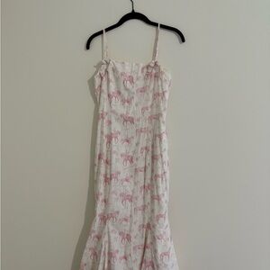 Pink Horse Pattern Spaghetti Strap Dress